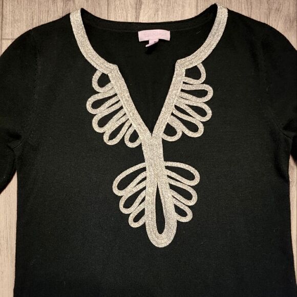 Lilly Pulitzer Devlin Merino Wool Shift Sweater Dress Black Size XS - Picture 5 of 9